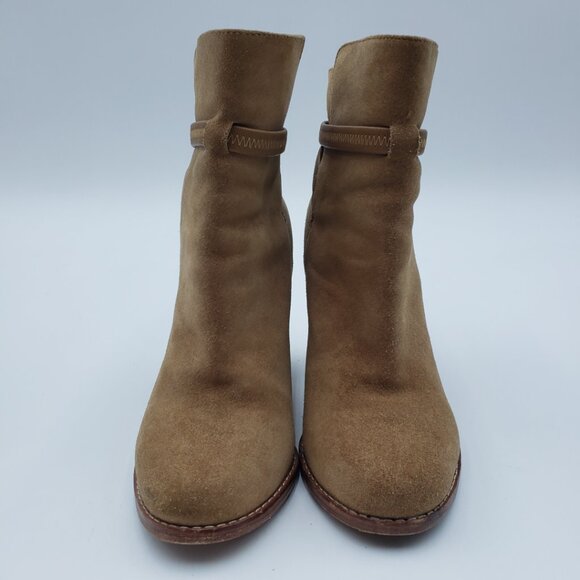 Joie Dune Rigby Bootie Boots 5 Womens Suede Crisscross Ankle Heels Brown - Picture 2 of 8